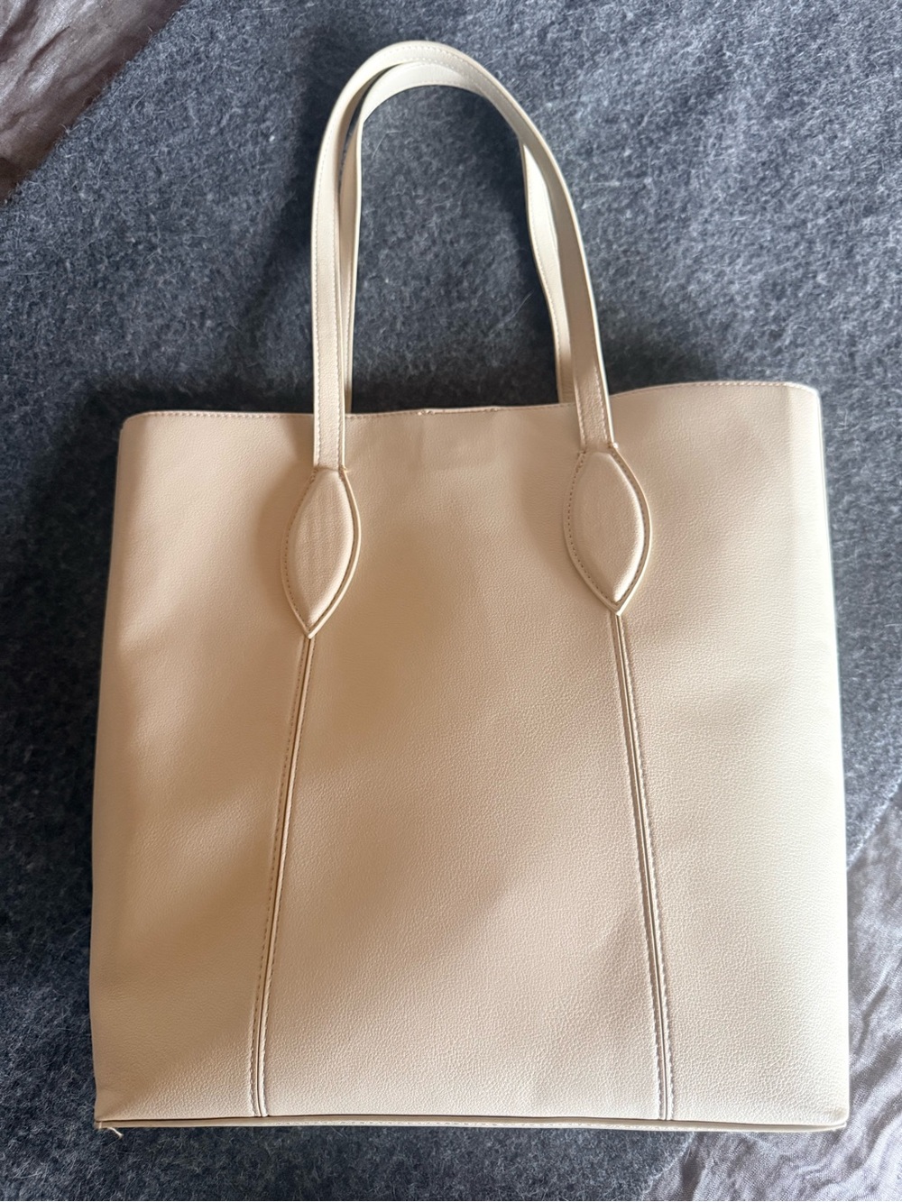 Zara Cream Leather-Look Tote